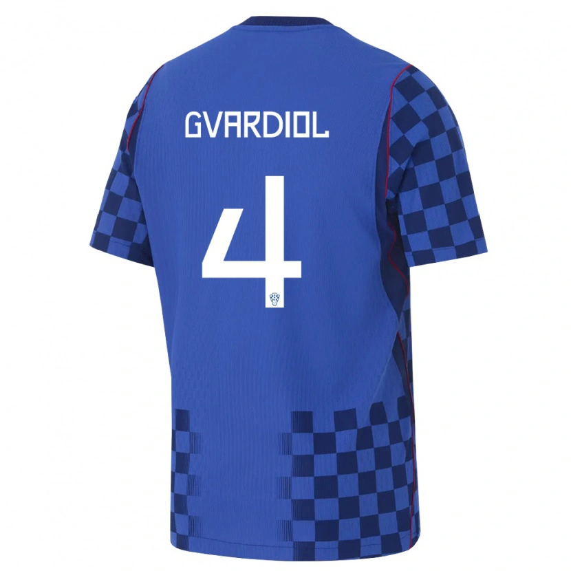 Danxen Niño Camiseta Croacia Josko Gvardiol #4 Azul Marino Rojo 2ª Equipación 26-28 La Camisa México