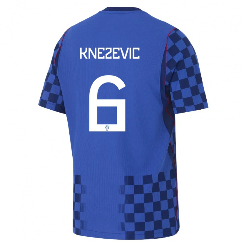 Danxen Niño Camiseta Croacia Ivan Knezevic #6 Azul Marino Rojo 2ª Equipación 26-28 La Camisa México