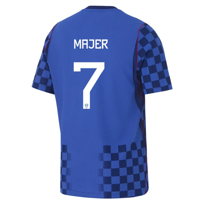 Danxen Niño Camiseta Croacia Lovro Majer #7 Azul Marino Rojo 2ª Equipación 26-28 La Camisa México