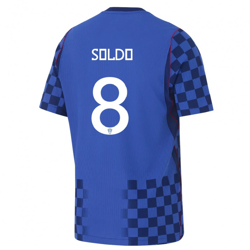 Danxen Niño Camiseta Croacia Marko Soldo #8 Azul Marino Rojo 2ª Equipación 26-28 La Camisa México