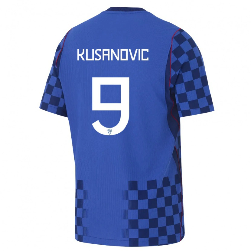 Danxen Niño Camiseta Croacia Tino Kusanovic #9 Azul Marino Rojo 2ª Equipación 26-28 La Camisa México