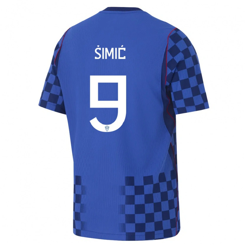 Danxen Niño Camiseta Croacia Roko Simic #9 Azul Marino Rojo 2ª Equipación 26-28 La Camisa México