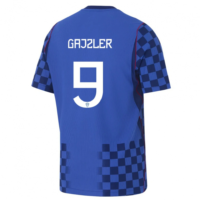 Danxen Niño Camiseta Croacia Niko Gajzler #9 Azul Marino Rojo 2ª Equipación 26-28 La Camisa México