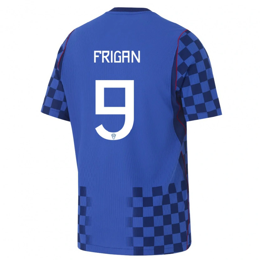 Danxen Niño Camiseta Croacia Matija Frigan #9 Azul Marino Rojo 2ª Equipación 26-28 La Camisa México
