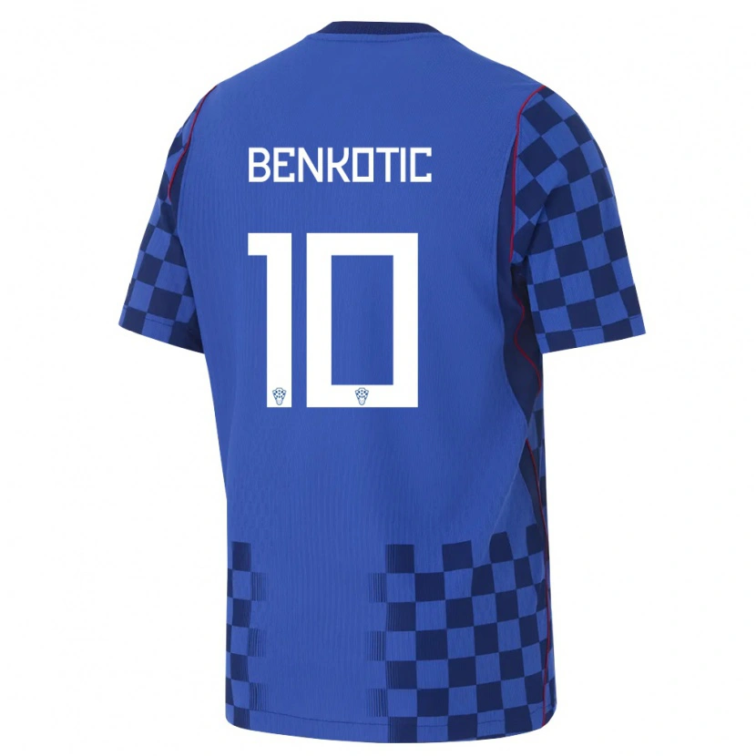 Danxen Niño Camiseta Croacia Jona Benkotic #10 Azul Marino Rojo 2ª Equipación 26-28 La Camisa México