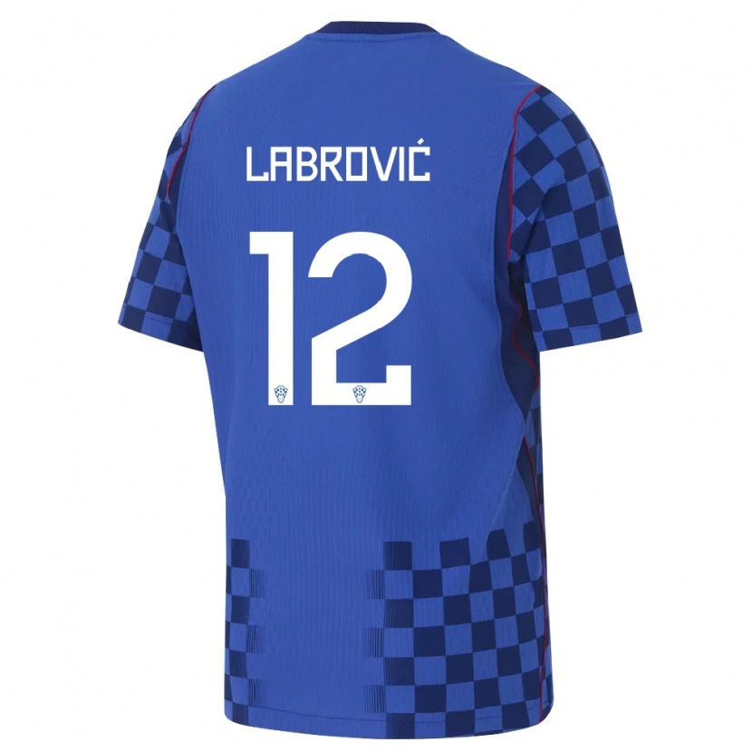 Danxen Niño Camiseta Croacia Nediljko Labrovic #12 Azul Marino Rojo 2ª Equipación 26-28 La Camisa México