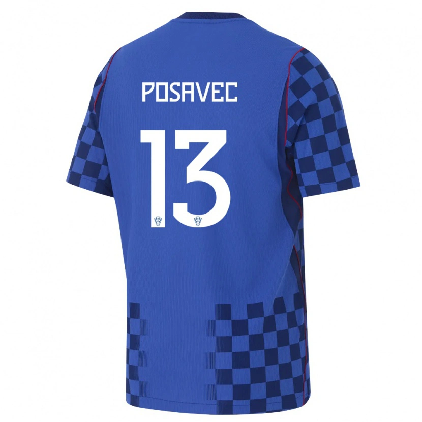 Danxen Niño Camiseta Croacia Luka Posavec #13 Azul Marino Rojo 2ª Equipación 26-28 La Camisa México