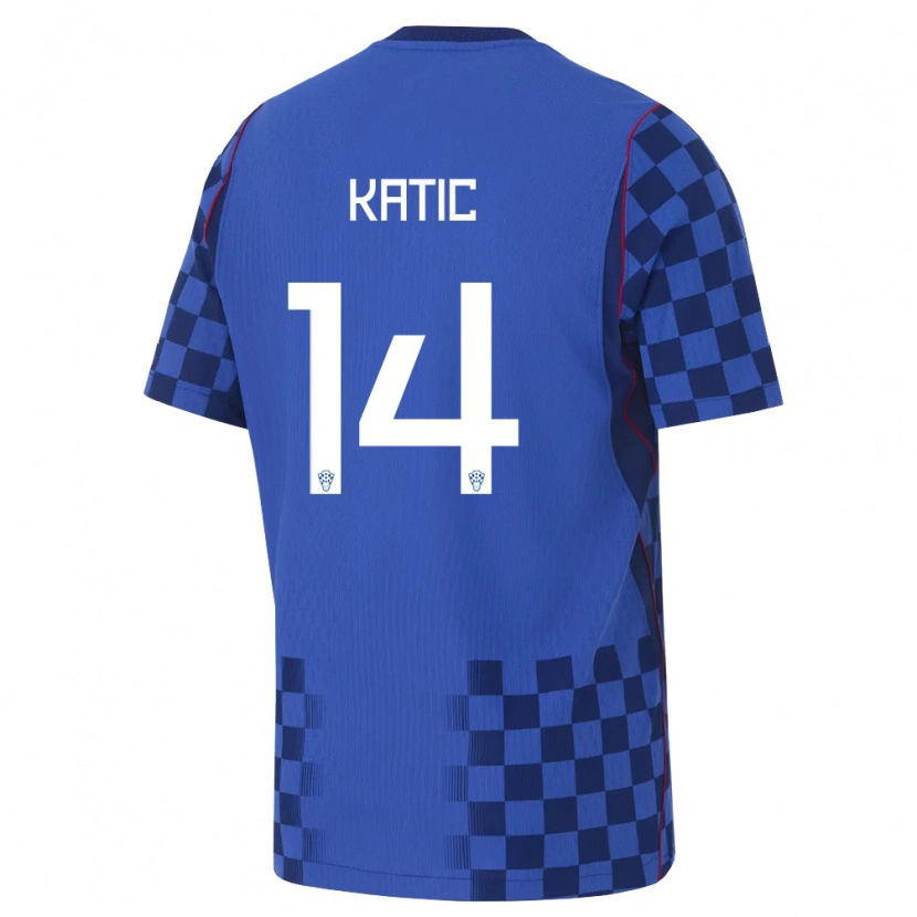 Danxen Niño Camiseta Croacia Ivan Katic #14 Azul Marino Rojo 2ª Equipación 26-28 La Camisa México