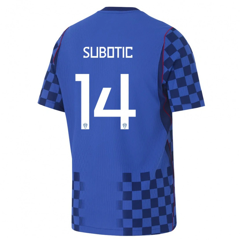 Danxen Niño Camiseta Croacia Matija Subotic #14 Azul Marino Rojo 2ª Equipación 26-28 La Camisa México