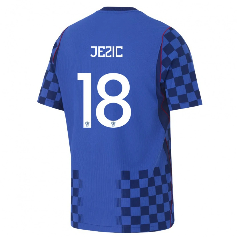 Danxen Niño Camiseta Croacia Jona Jezic #18 Azul Marino Rojo 2ª Equipación 26-28 La Camisa México