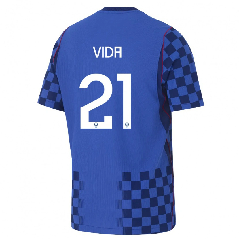 Danxen Niño Camiseta Croacia Domagoj Vida #21 Azul Marino Rojo 2ª Equipación 26-28 La Camisa México