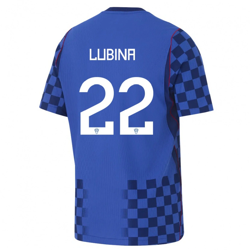 Danxen Niño Camiseta Croacia Anela Lubina #22 Azul Marino Rojo 2ª Equipación 26-28 La Camisa México
