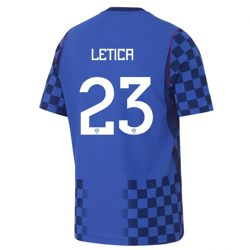 Danxen Niño Camiseta Croacia Karlo Letica #23 Azul Marino Rojo 2ª Equipación 26-28 La Camisa México
