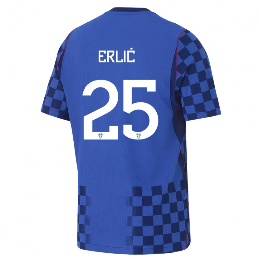 Danxen Niño Camiseta Croacia Martin Erlić #25 Azul Marino Rojo 2ª Equipación 26-28 La Camisa México