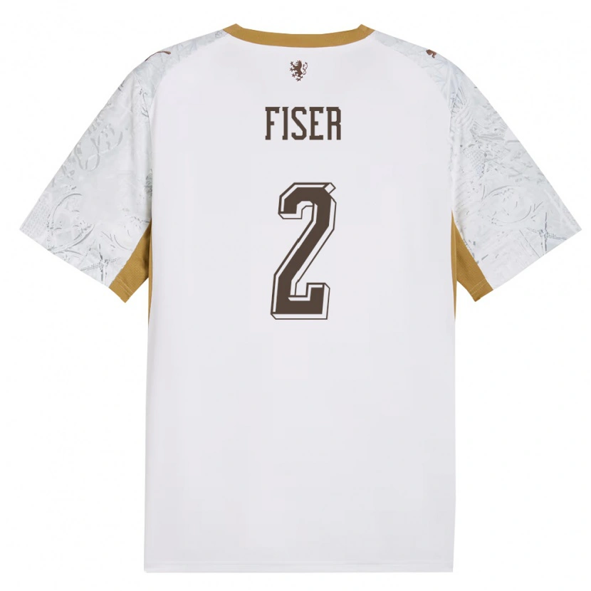 Danxen Niño Camiseta Chequia Radek Fiser #2 Marfil Oro Gris 2ª Equipación 26-28 La Camisa México