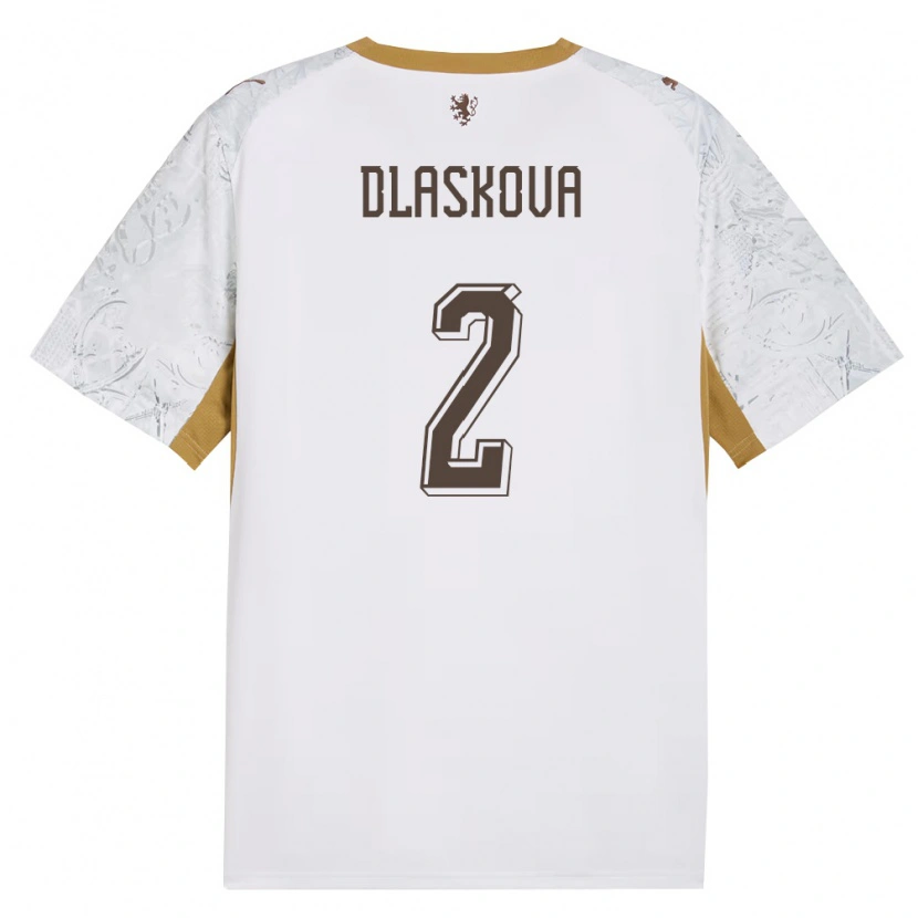 Danxen Niño Camiseta Chequia Anna Dlasková #2 Marfil Oro Gris 2ª Equipación 26-28 La Camisa México