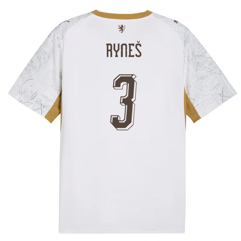 Danxen Niño Camiseta Chequia Matej Rynes #3 Marfil Oro Gris 2ª Equipación 26-28 La Camisa México