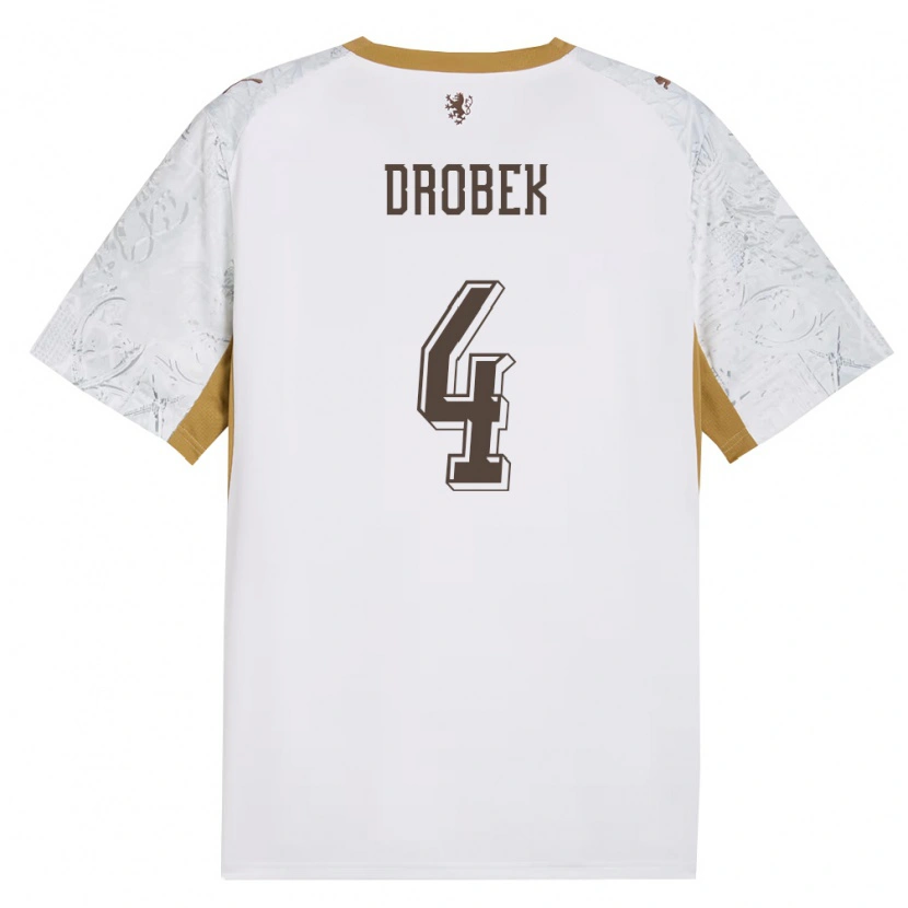 Danxen Niño Camiseta Chequia Ondrej Drobek #4 Marfil Oro Gris 2ª Equipación 26-28 La Camisa México