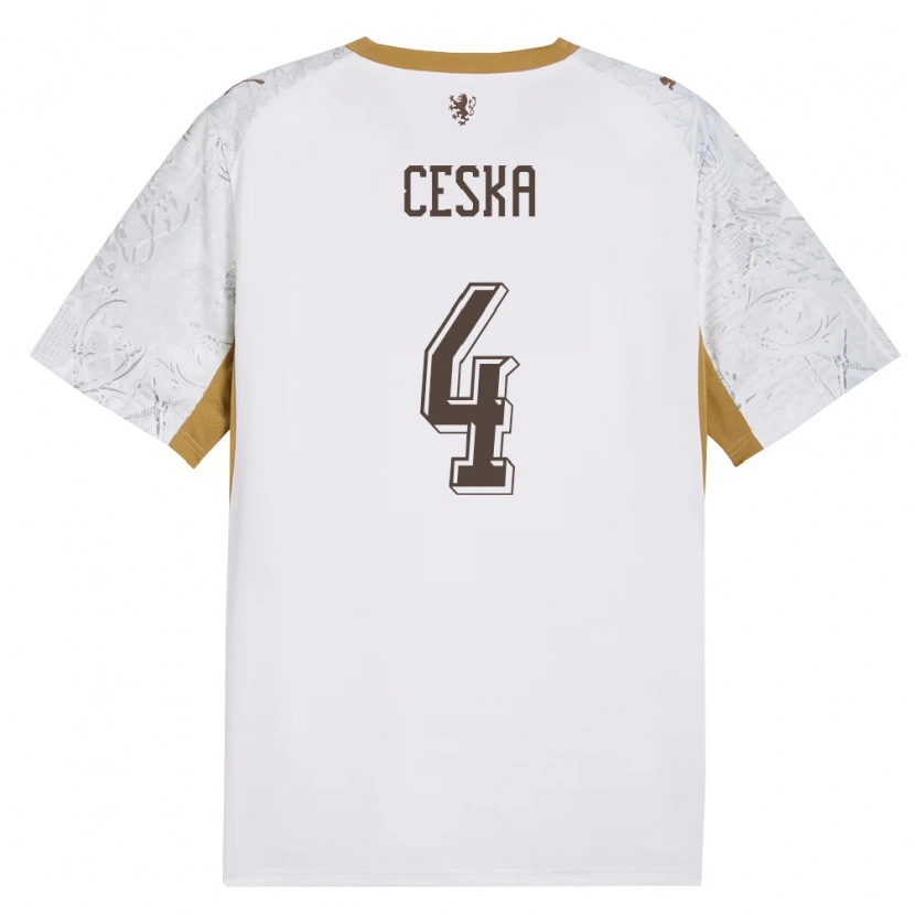 Danxen Niño Camiseta Chequia Bohumir Ceska #4 Marfil Oro Gris 2ª Equipación 26-28 La Camisa México