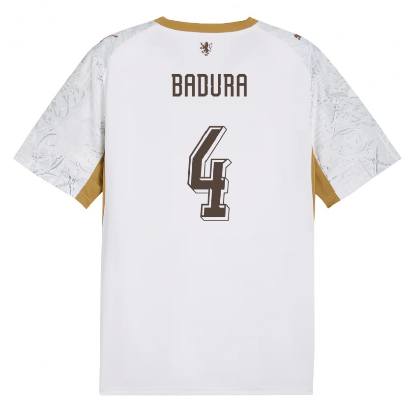 Danxen Niño Camiseta Chequia Vitezslav Badura #4 Marfil Oro Gris 2ª Equipación 26-28 La Camisa México