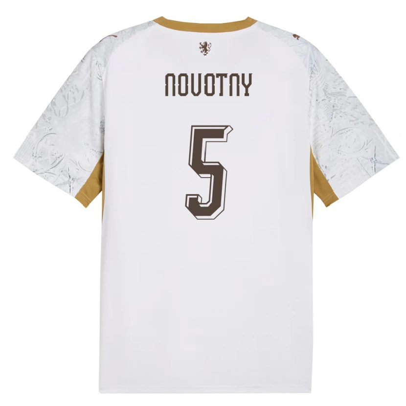 Danxen Niño Camiseta Chequia Adam Novotny #5 Marfil Oro Gris 2ª Equipación 26-28 La Camisa México