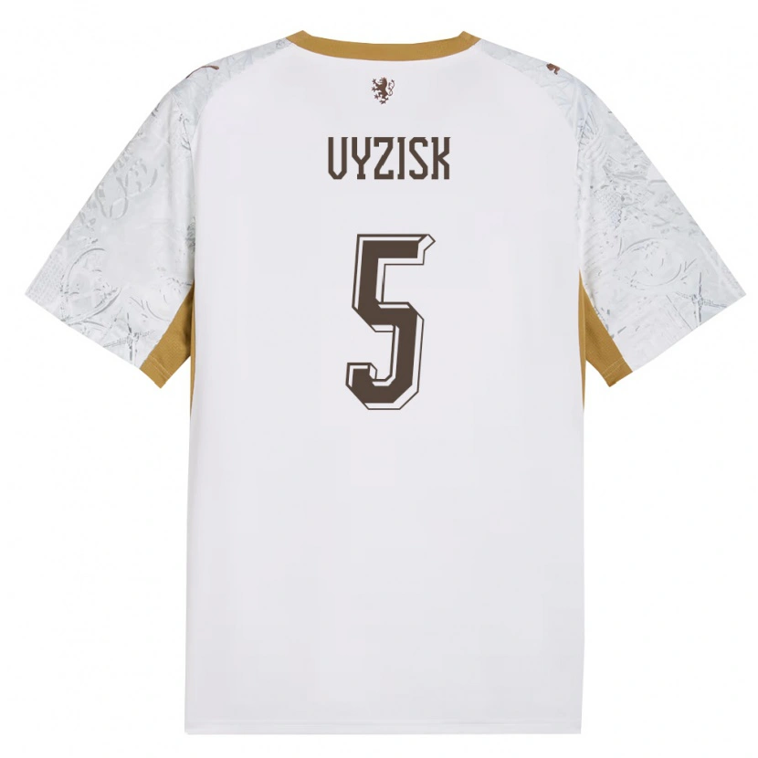 Danxen Niño Camiseta Chequia Matyas Vyzisk #5 Marfil Oro Gris 2ª Equipación 26-28 La Camisa México