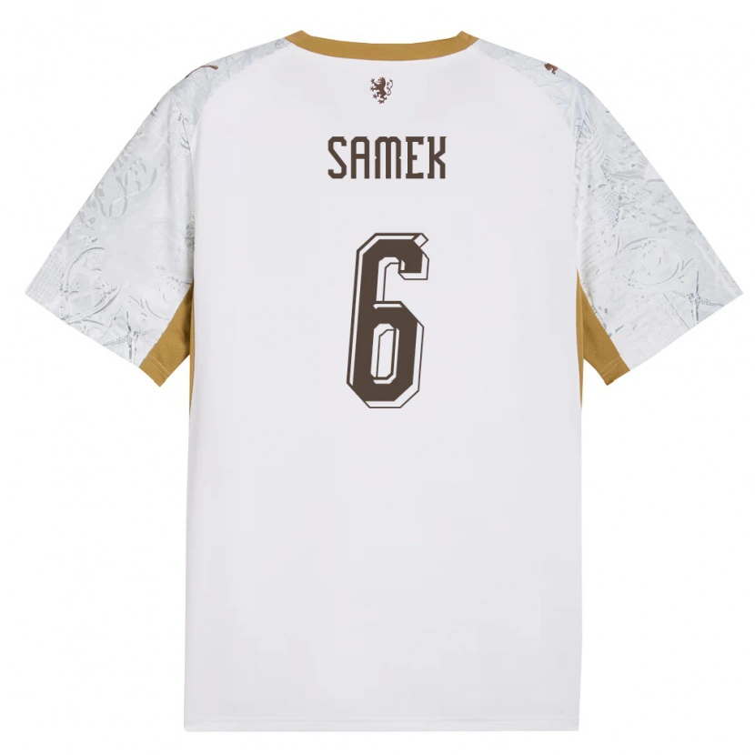 Danxen Niño Camiseta Chequia Daniel Samek #6 Marfil Oro Gris 2ª Equipación 26-28 La Camisa México