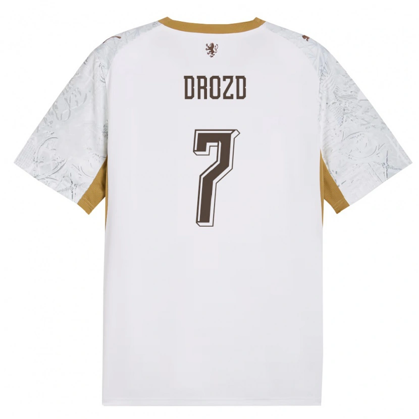 Danxen Niño Camiseta Chequia Simon Drozd #7 Marfil Oro Gris 2ª Equipación 26-28 La Camisa México