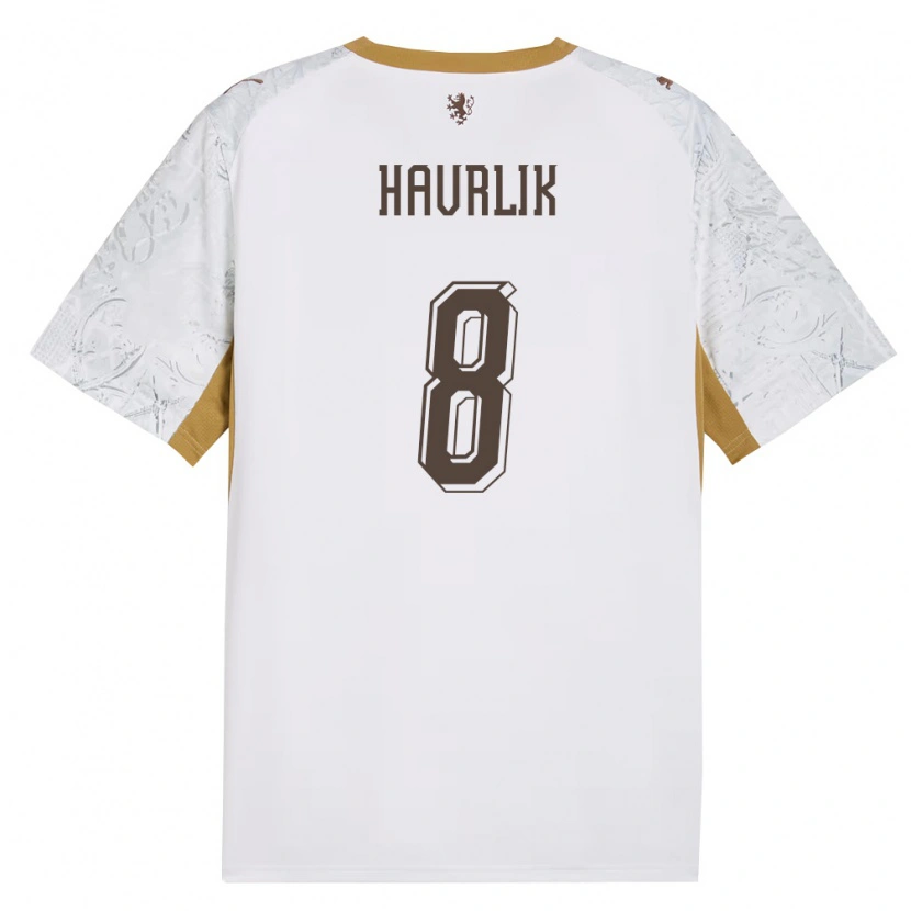 Danxen Niño Camiseta Chequia Lukas Havrlik #8 Marfil Oro Gris 2ª Equipación 26-28 La Camisa México
