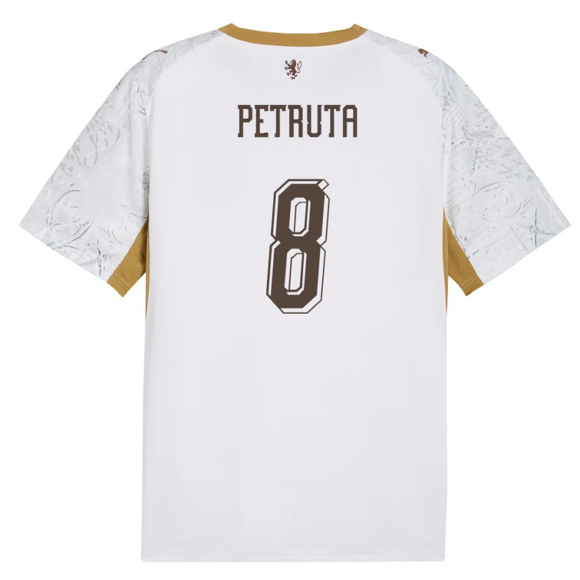 Danxen Niño Camiseta Chequia Stanislav Petruța #8 Marfil Oro Gris 2ª Equipación 26-28 La Camisa México