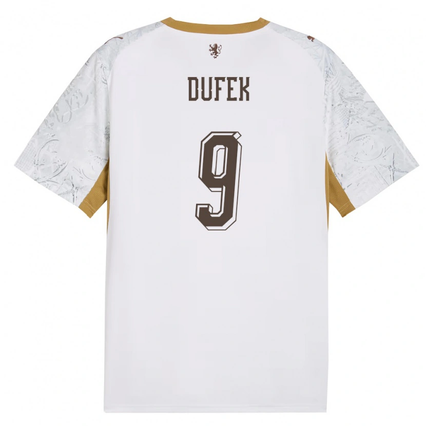 Danxen Niño Camiseta Chequia Jakub Dufek #9 Marfil Oro Gris 2ª Equipación 26-28 La Camisa México