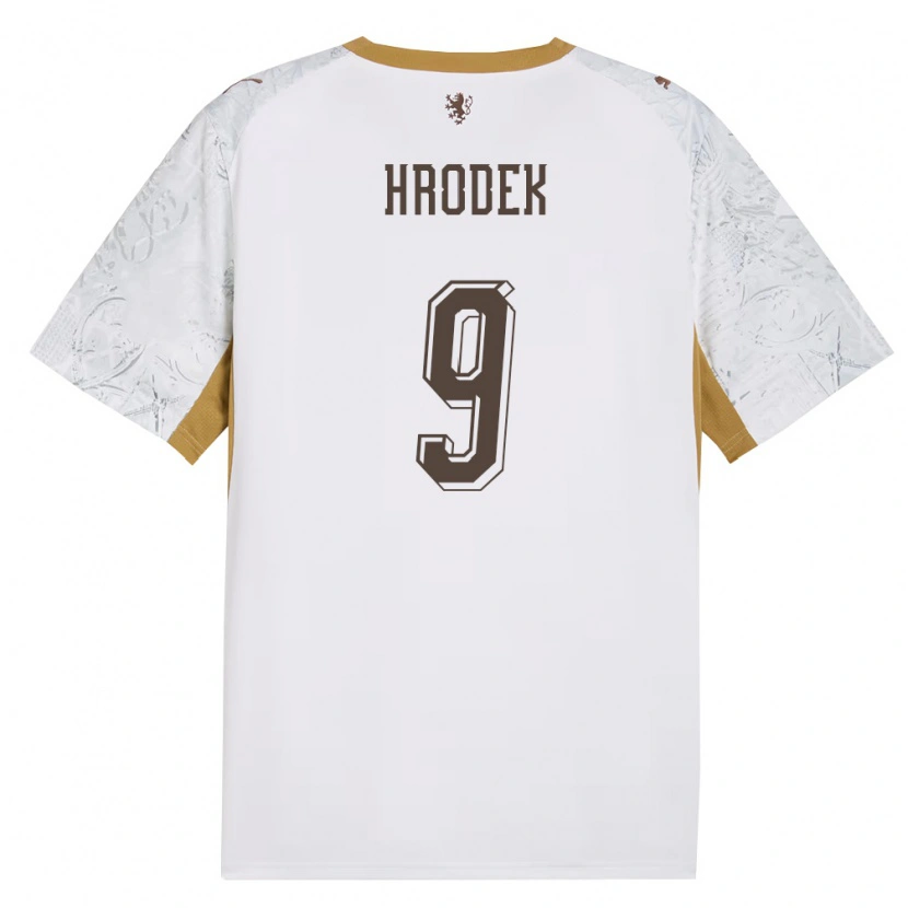 Danxen Niño Camiseta Chequia Matyas Hrodek #9 Marfil Oro Gris 2ª Equipación 26-28 La Camisa México