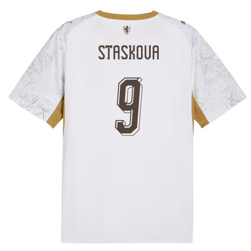 Danxen Niño Camiseta Chequia Andrea Stašková #9 Marfil Oro Gris 2ª Equipación 26-28 La Camisa México