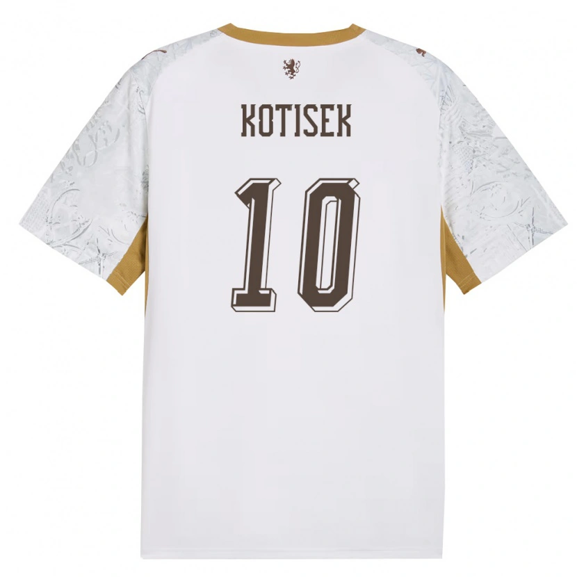Danxen Niño Camiseta Chequia Vincent Kotisek #10 Marfil Oro Gris 2ª Equipación 26-28 La Camisa México