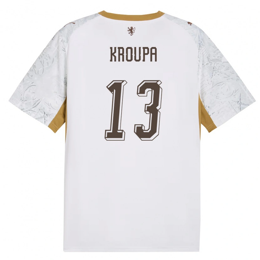 Danxen Niño Camiseta Chequia Michal Kroupa #13 Marfil Oro Gris 2ª Equipación 26-28 La Camisa México