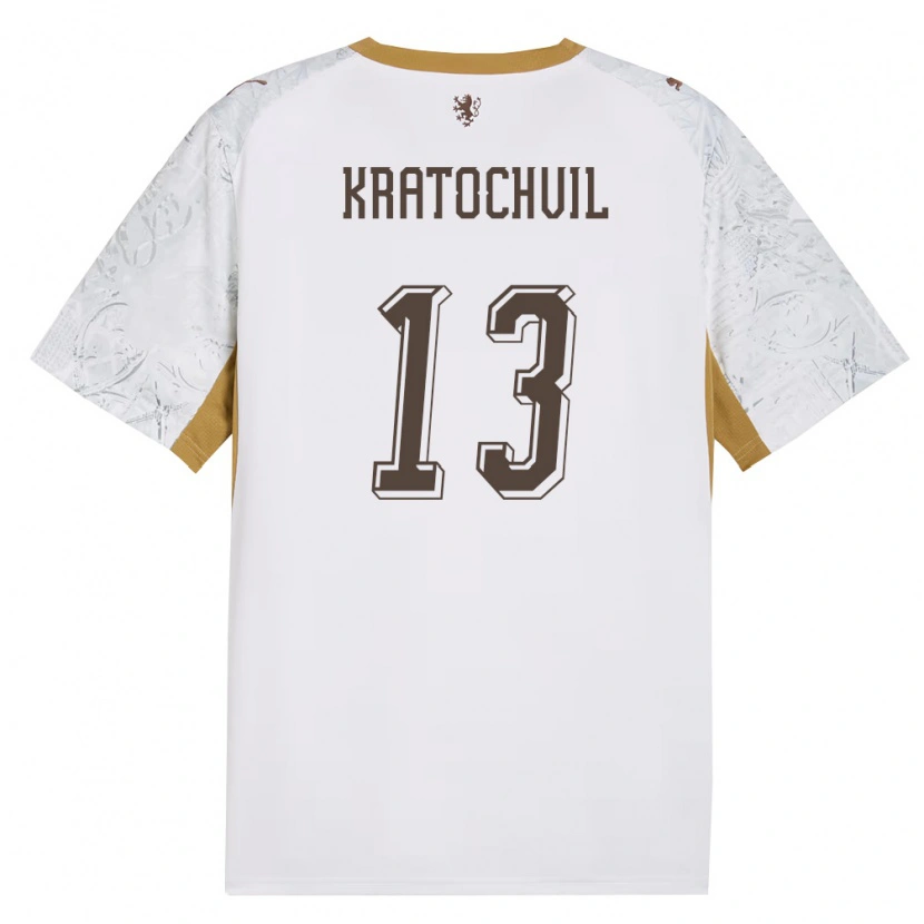 Danxen Niño Camiseta Chequia Jakub Kratochvil #13 Marfil Oro Gris 2ª Equipación 26-28 La Camisa México