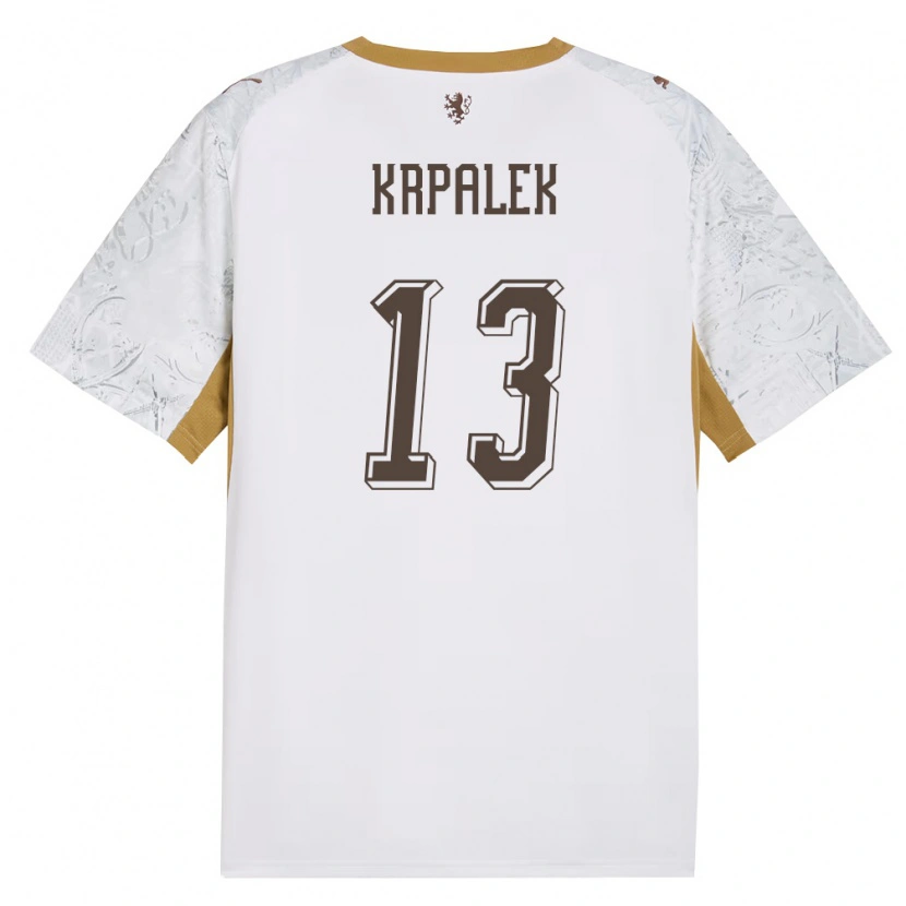 Danxen Niño Camiseta Chequia Dennis Krpalek #13 Marfil Oro Gris 2ª Equipación 26-28 La Camisa México