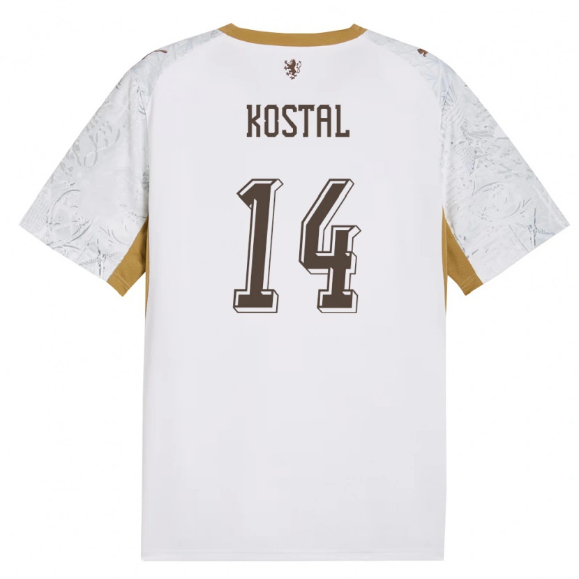 Danxen Niño Camiseta Chequia David Kostal #14 Marfil Oro Gris 2ª Equipación 26-28 La Camisa México