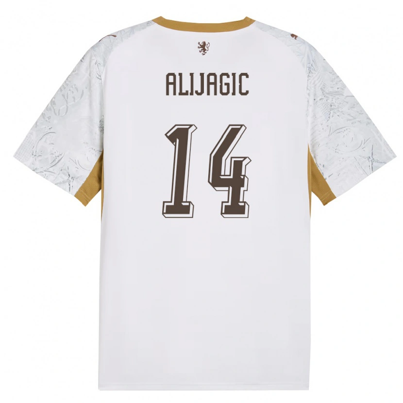 Danxen Niño Camiseta Chequia Denis Alijagic #14 Marfil Oro Gris 2ª Equipación 26-28 La Camisa México