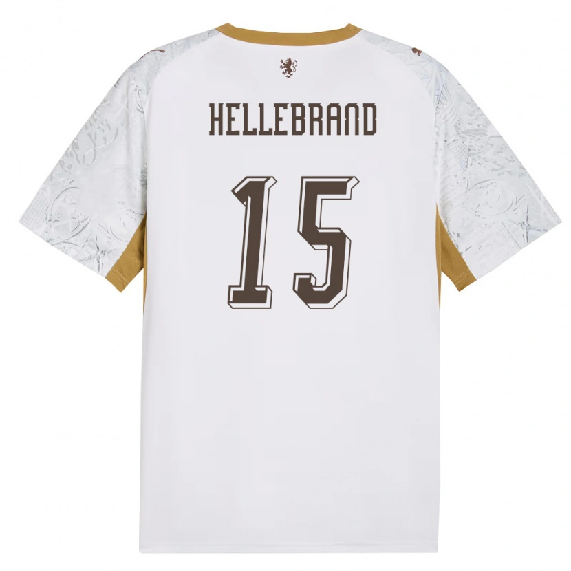 Danxen Niño Camiseta Chequia Patrik Hellebrand #15 Marfil Oro Gris 2ª Equipación 26-28 La Camisa México