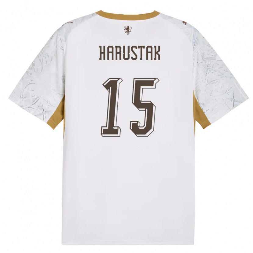 Danxen Niño Camiseta Chequia Jan Harustak #15 Marfil Oro Gris 2ª Equipación 26-28 La Camisa México