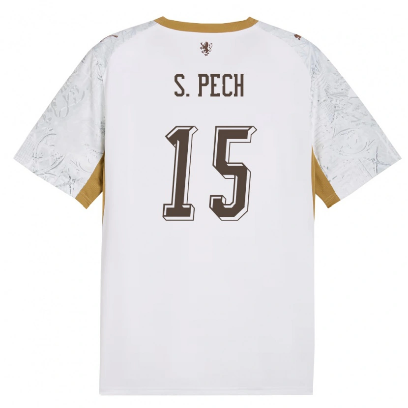 Danxen Niño Camiseta Chequia Sebastian Pech #15 Marfil Oro Gris 2ª Equipación 26-28 La Camisa México