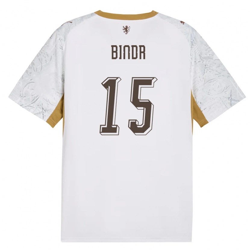 Danxen Niño Camiseta Chequia Jan Bindr #15 Marfil Oro Gris 2ª Equipación 26-28 La Camisa México
