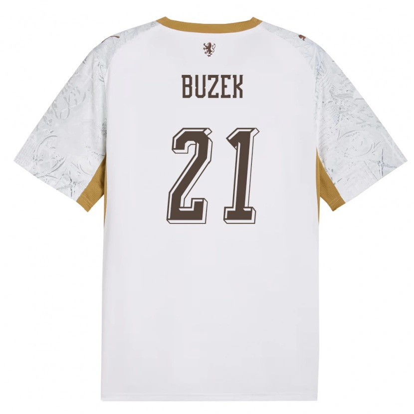 Danxen Niño Camiseta Chequia Alexandr Buzek #21 Marfil Oro Gris 2ª Equipación 26-28 La Camisa México