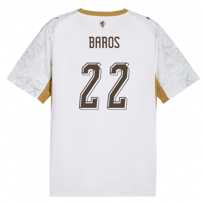 Danxen Niño Camiseta Chequia Simon Baros #22 Marfil Oro Gris 2ª Equipación 26-28 La Camisa México