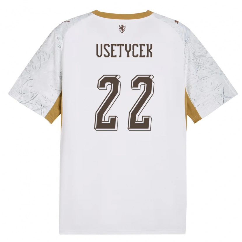 Danxen Niño Camiseta Chequia Adam Vsetycek #22 Marfil Oro Gris 2ª Equipación 26-28 La Camisa México