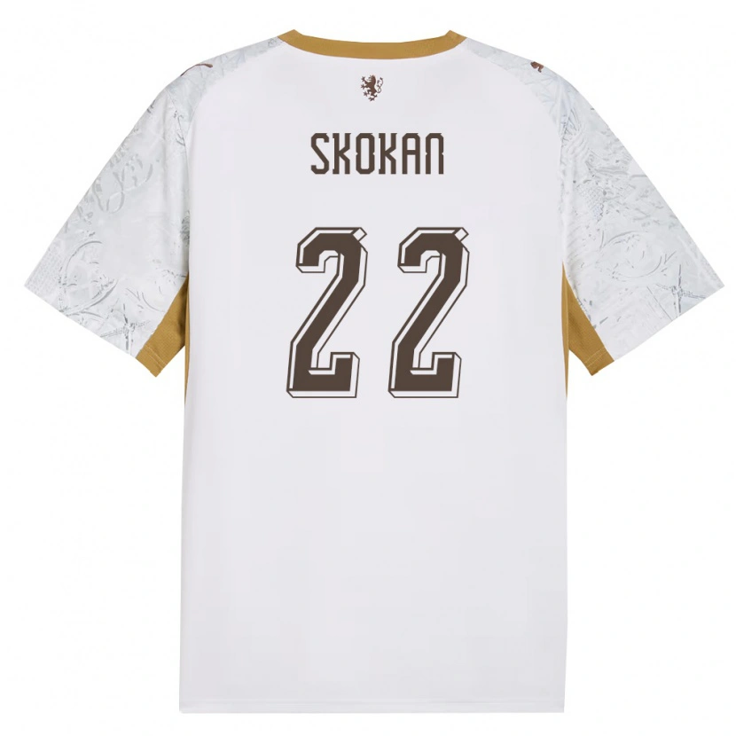 Danxen Niño Camiseta Chequia Vitek Skokan #22 Marfil Oro Gris 2ª Equipación 26-28 La Camisa México