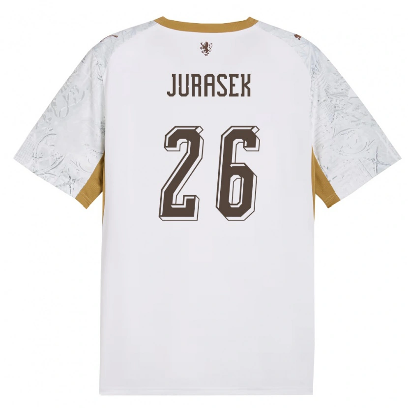 Danxen Niño Camiseta Chequia Matej Jurasek #26 Marfil Oro Gris 2ª Equipación 26-28 La Camisa México