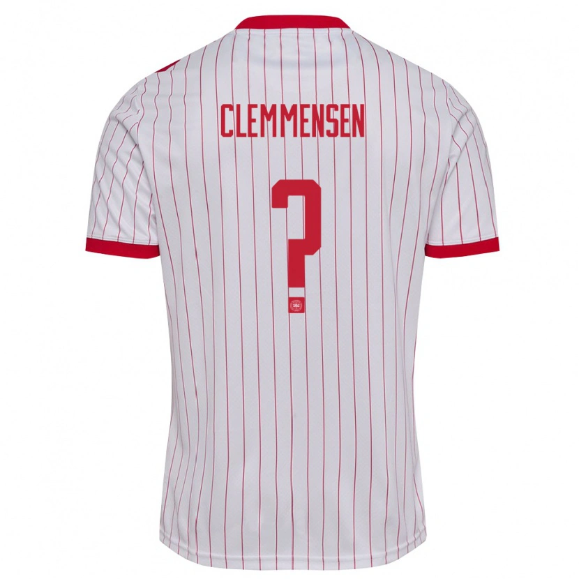 Danxen Niño Camiseta Dinamarca Benjamin Clemmensen #0 Blanco Rojo 2ª Equipación 26-28 La Camisa México