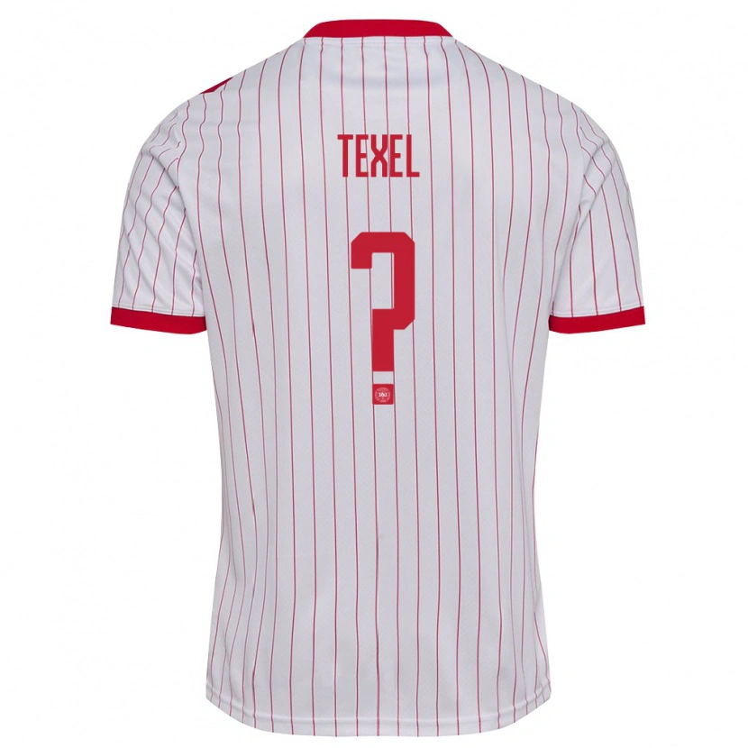 Danxen Niño Camiseta Dinamarca Pontus Texel #0 Blanco Rojo 2ª Equipación 26-28 La Camisa México